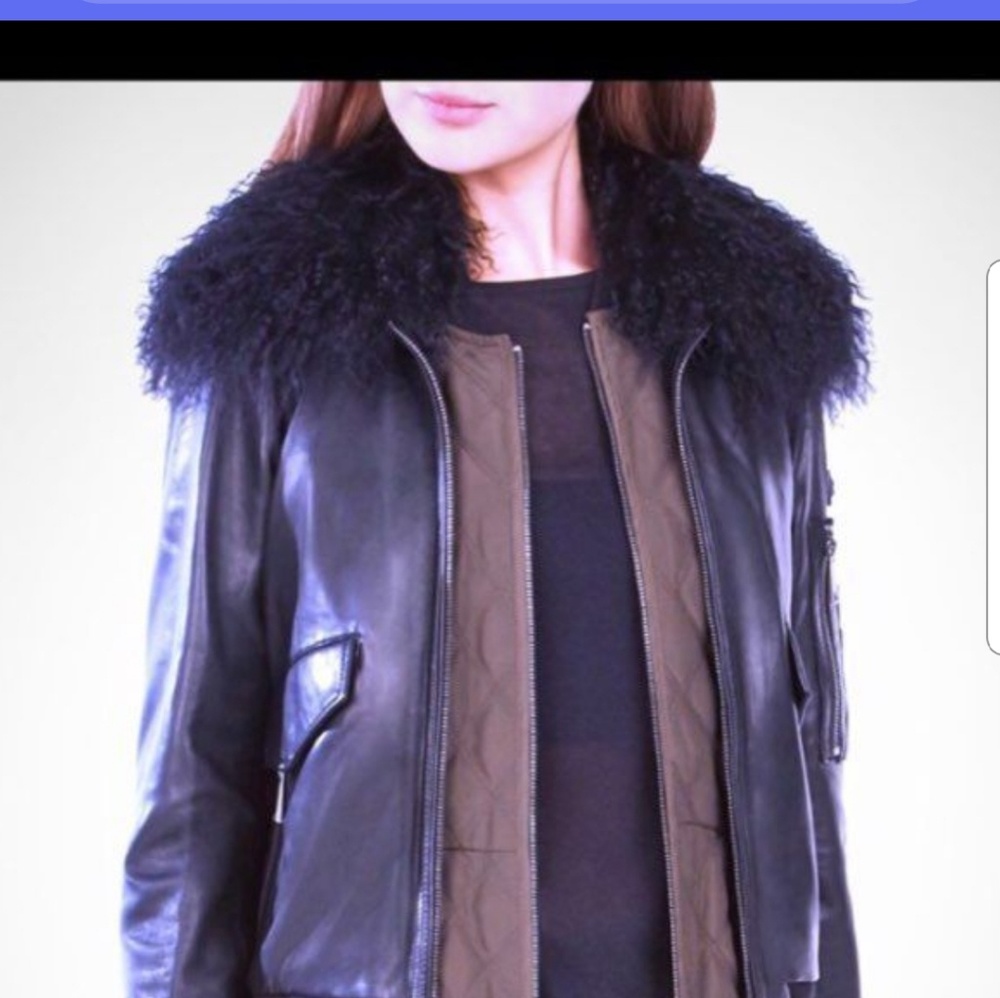 BCBGMaxAzria leather bomber with detachable vest